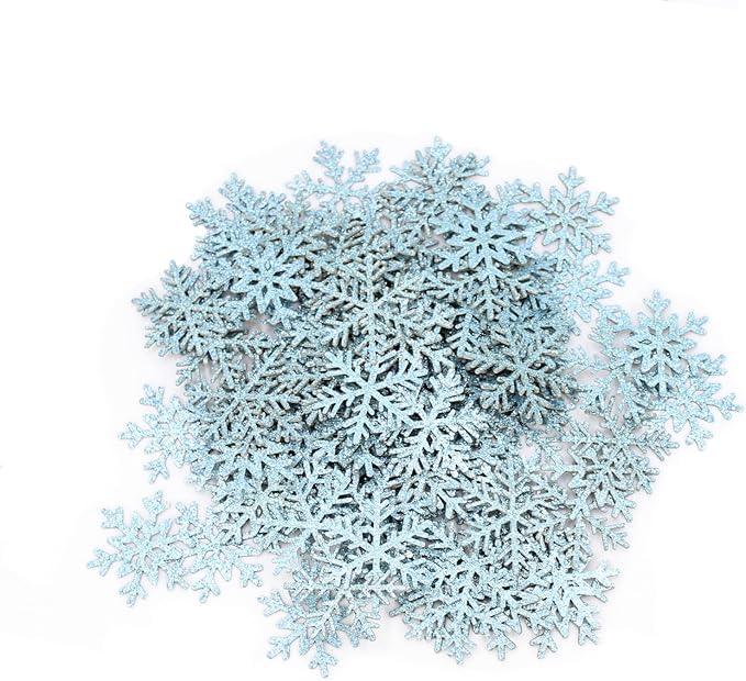 200PC Blue Glitter Snowflake Confetti Winter Wonderland Table Decorations - Image 8