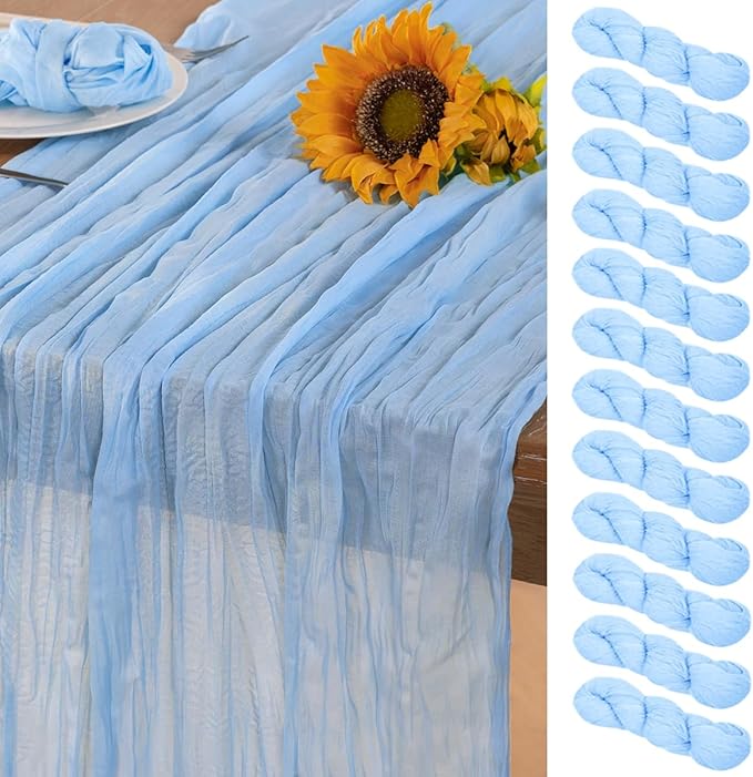 Baby Blue Cheesecloth Table Runner 12 Pack Fall Table Runners Boho Gauze 120 by DeZerlor