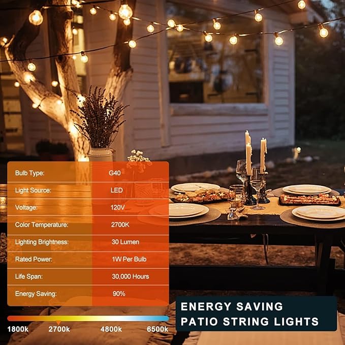 Kawaya Outdoor String Lights 100 FT LED Patio Light - Image 2