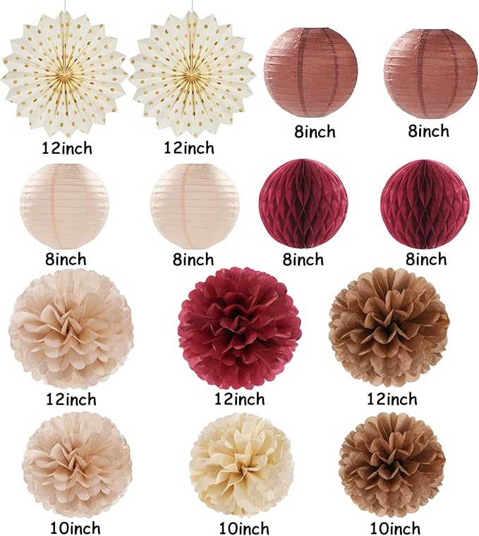 Brown Burgundy Champagne Boho Party-Decorations - Image 2