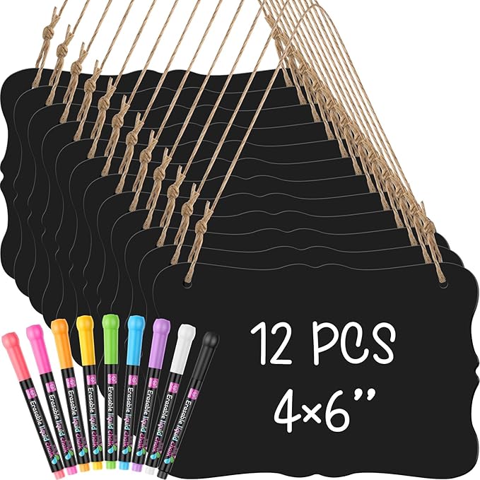 12 Pcs 4 x 6 Acrylic Chalkboard Hanging Sign by MotiMind