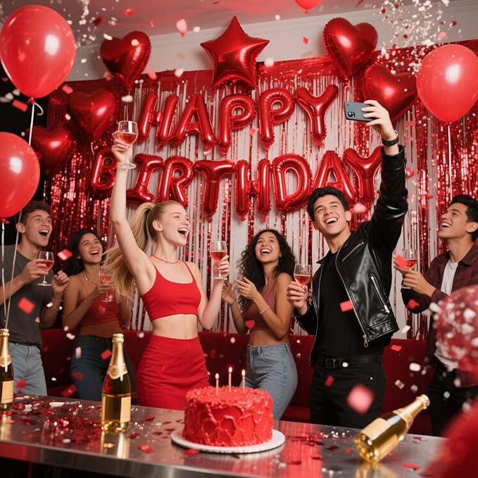 29 Pcs Red Birthday Party Decorations - Image 3