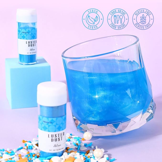Blue Edible Glitter for Cake Decorating, 5g Luster Dust Edible, Edible Glitter - Image 2