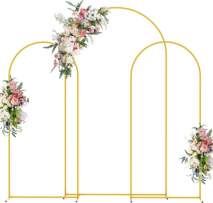 Wokceer Wedding Arch Backdrop Stand Set of 3 Gold Metal Wedding Arch Stand by Wokceer