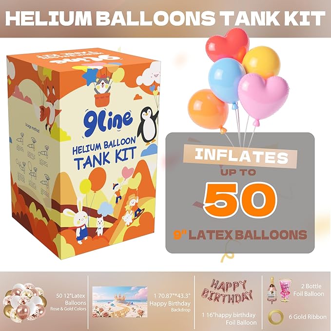 9Line 13L Helium Tank Up To 50 Latex Balloons, Helium Tank - Image 2