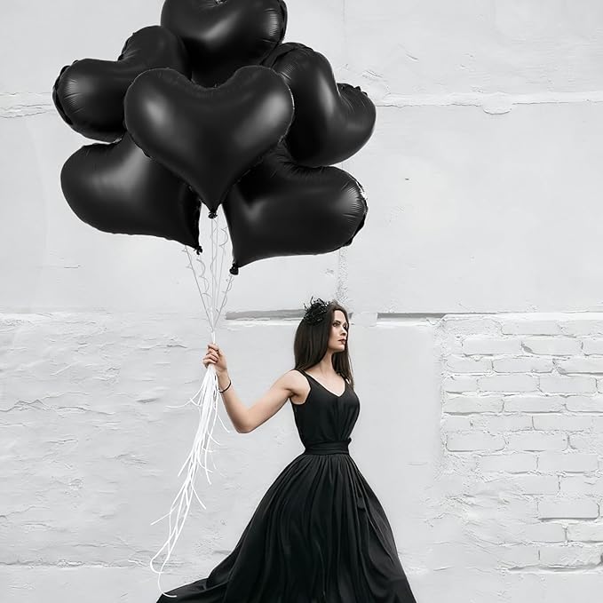 Black Heart Balloons, 24Inch Large Black Heart Foil Balloons - Image 5