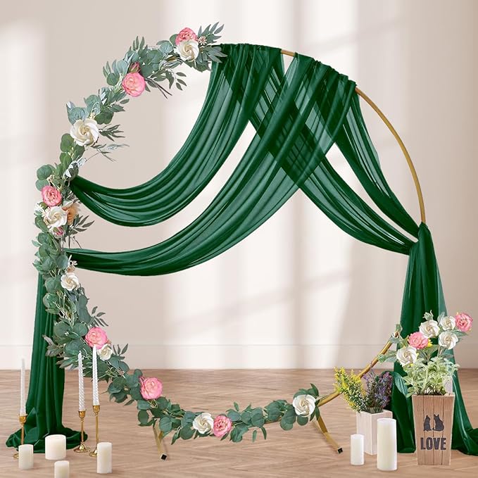 Emerald Green Wedding Arch Draping Fabric 2 Panels 29" x 20 FT Wedding Drapes - Image 3