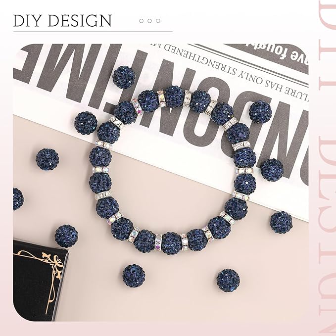 150pcs 10mm Rhinestone Beads for Jewelry Making, Sparkle Crystal Clay Christmas - Image 3
