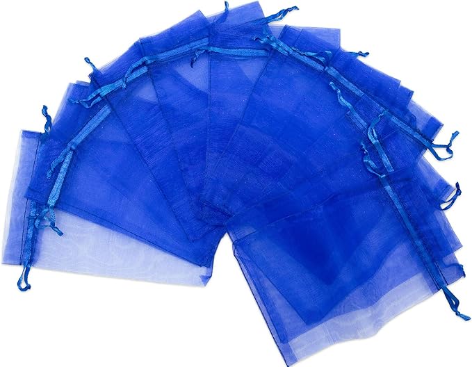 TheDisplayGuys 48-Pack 2" x 2-3/4" Royal Blue Sheer Organza Gift Bags - Image 6
