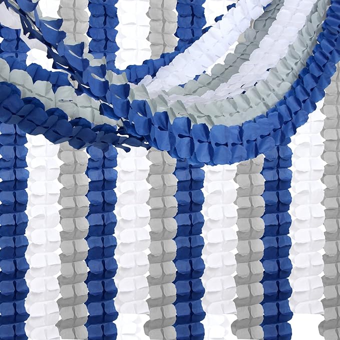 Navy-Blue White-Silver Party-Decorations Streamers Garland - Image 3