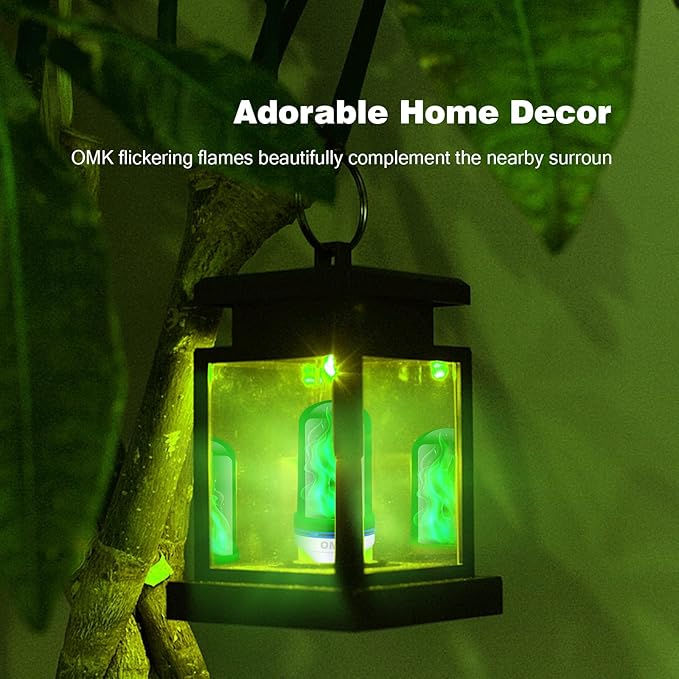 OMK 4 Pack Green Light Bulbs, Christmas Flame LED Light Bulbs Decorations - Image 2