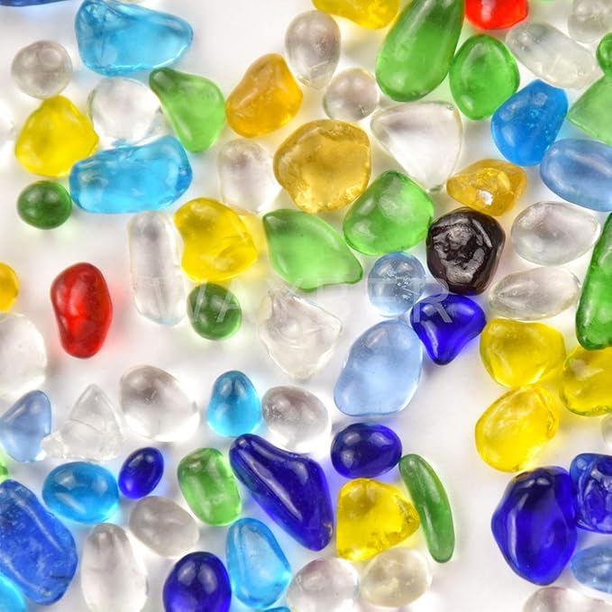 Rainbow Glass Stones, 1Lb/460g Irregular Sea Glass Pebbles Non-Toxic Artificial - Image 5