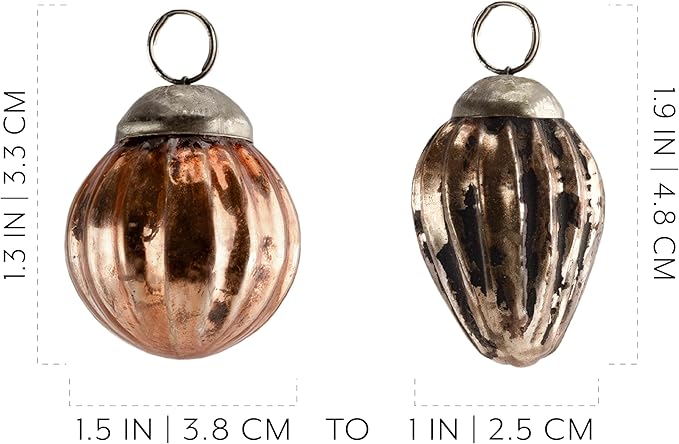 AuldHome Mercury Glass Finial Ornaments; Distressed Metal Antique Style - Image 6
