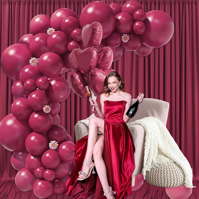 10ft x 10ft Burgundy Backdrop Curtains - Image 4