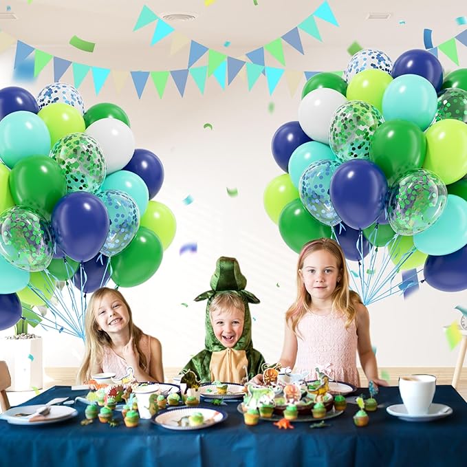 60pcs Blue and Green Balloons 12inch - Image 6