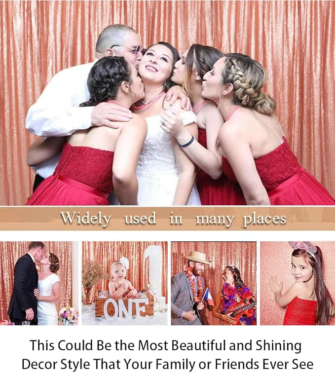 ShiDianYi Blush 8FTx10FT Sequin Backdrop, Sequined Party Backdrop - Image 5