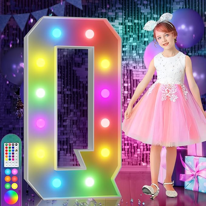 imprsv 4FT Colorful Marquee Light Up Letters Q, 18 Colors Large Light up by Letsmakeitimpressive