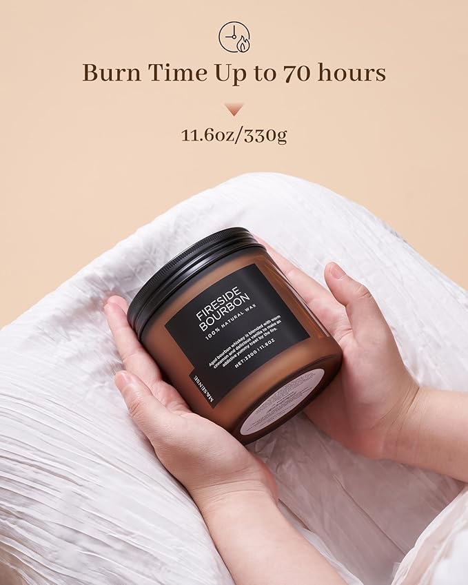 M&SENSE Fireside Bourbon Jar Candle, 11.6oz Clean Soy Wax Up to 70 Hours Burn - Image 4