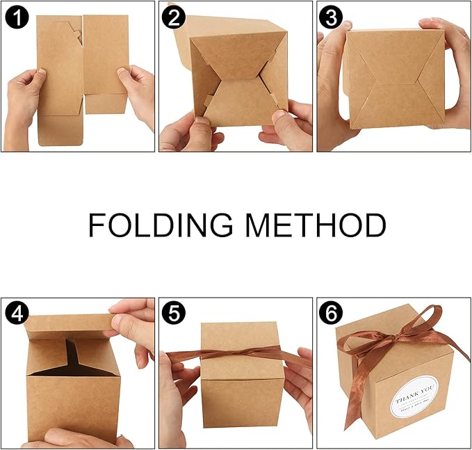COTOPHER Small Gift Boxes 60 Pack 4x4x4 inches Brown Gift Boxes - Image 5