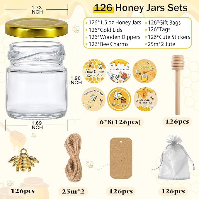 Aliggbent 126 Pack Mini Honey Jars - Image 2