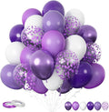 FunHot 60 Pcs Purple Balloons, 12 Inch Metallic Purple Confetti Balloons by FunHot