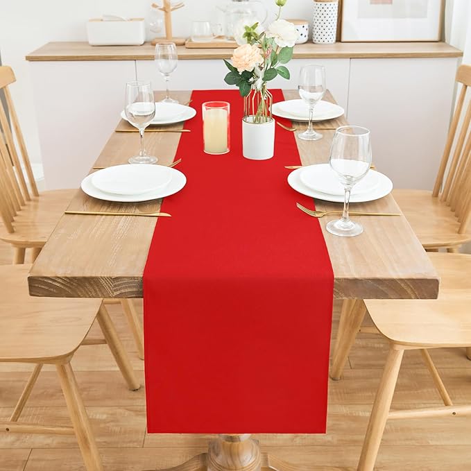 2 Pack Red Table Runner 12 x 60 Inch Solid Color Farmhouse Runners Coffee Table - Image 3