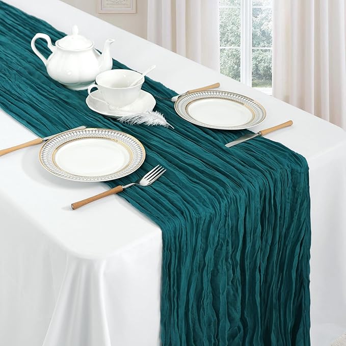 12 Pack Teal Cheesecloth Table Runner 10ft Boho Gauze Fabric Cheese Cloth Table - Image 3