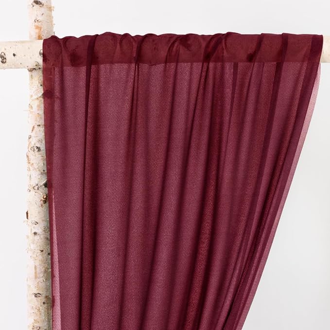 MLMW Christmas Wedding Arch Draping Fabric 1 Panel 29" x 20Ft Burgundy Sheer - Image 3