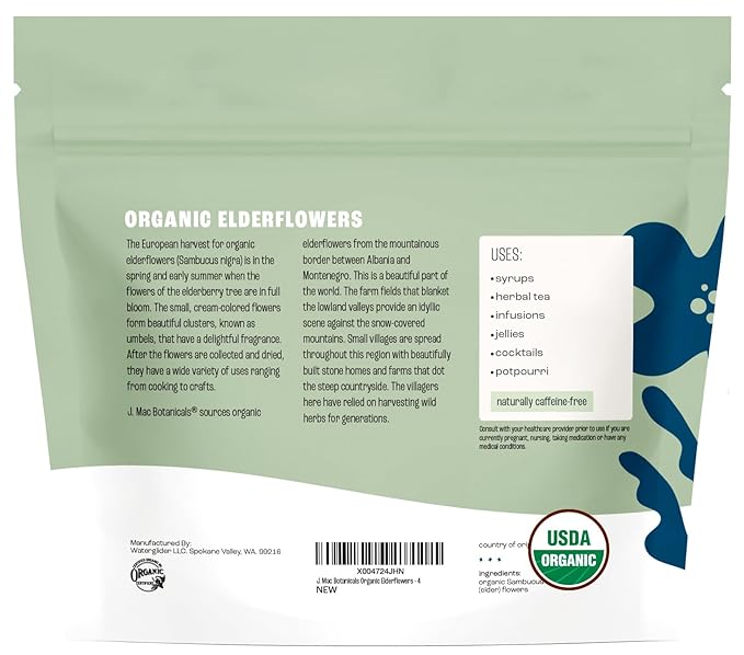 J MAC BOTANICALS Organic Elderflower, Herbal Tea - Image 9