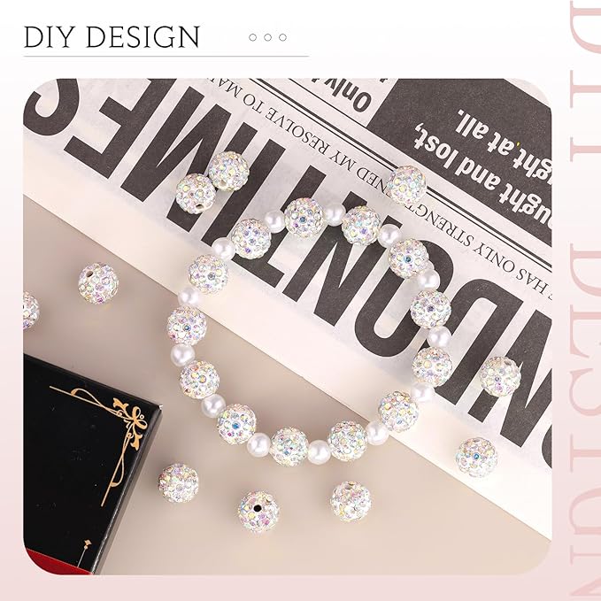 100 pcs 10mm Rhinestone Beads for Jewelry Making, Crystal AB Shiny Round - Image 4