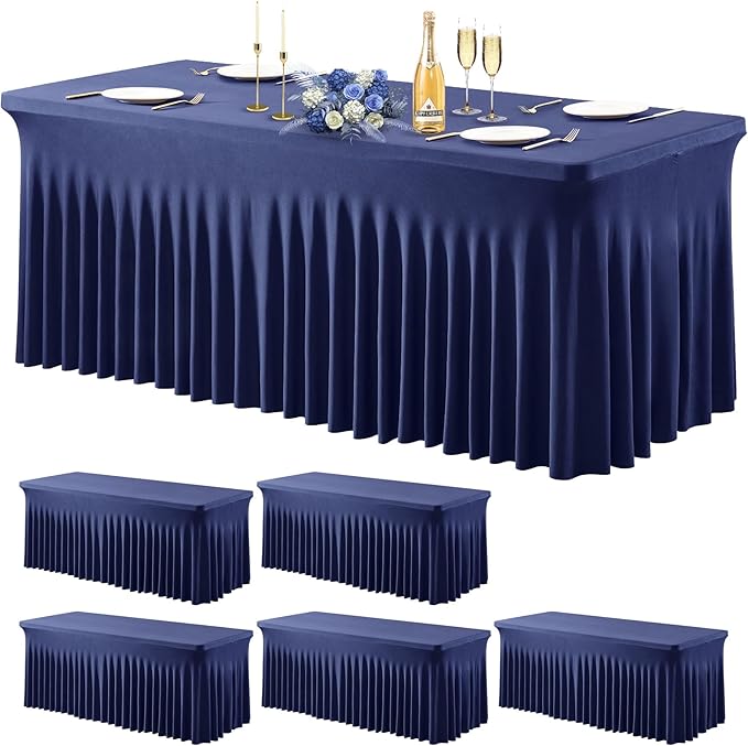 Wish Care 6 Pack Navy Blue Spandex Table Clothes by WishCare