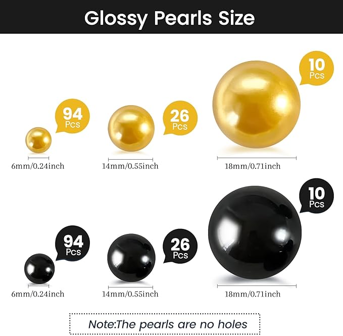 260Pcs Black and Gold Glossy Beads - Image 2