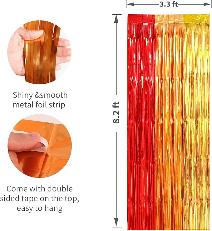 Crosize 2 Pack 3.3 x 8.2 ft Rainbow Foil Fringe Curtains Party Decorations - Image 2