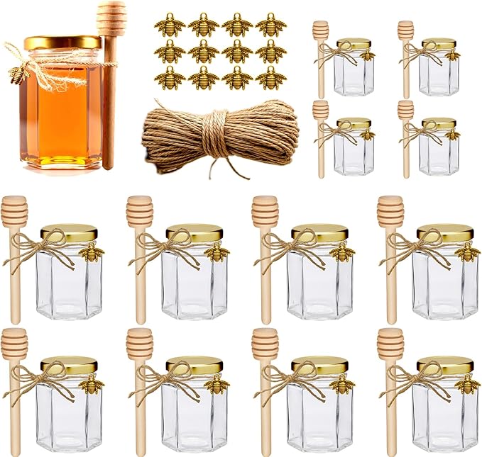 Adabocute 4oz Hexagonal Honey Jars by Adabocute