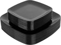 PULOTE 60PCS Black Square Plastic Plates Disposable by PULOTEpartywareWesupplyproductsandyouenjoylife