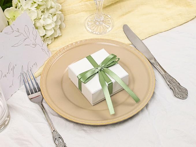 Sage Green Satin Ribbon 3/8 inch X Continuous 100 Yards, Single Face Polyester - Image 5