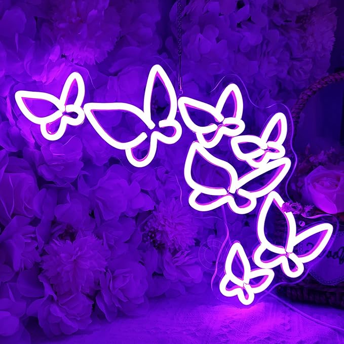 SYLHOME Butterfly Led Neon Light Sign Girls Bedroom Kids Room Beauty Studio - Image 2