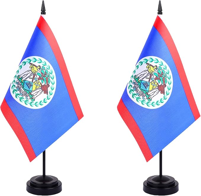 WXTWK 2 Pack Belize Flag Belize Desk Flag Set by WXTWK