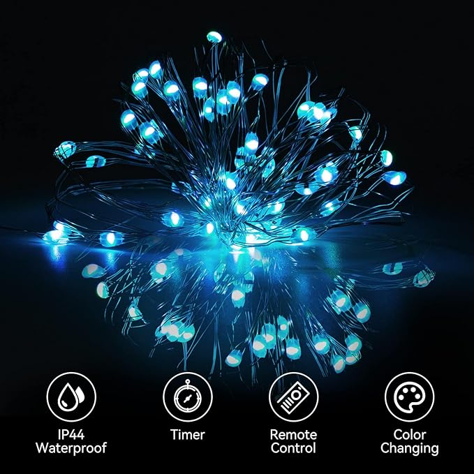 Dazzle Bright Color Changing Fairy Lights Battery Operated, 2 Pack Total 40FT - Image 3