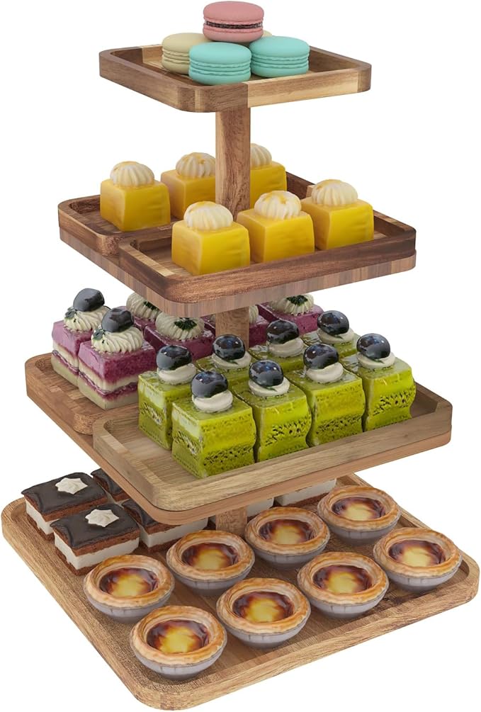 Acacia Wood 4 Tier Cupcake Stand by TCMILA