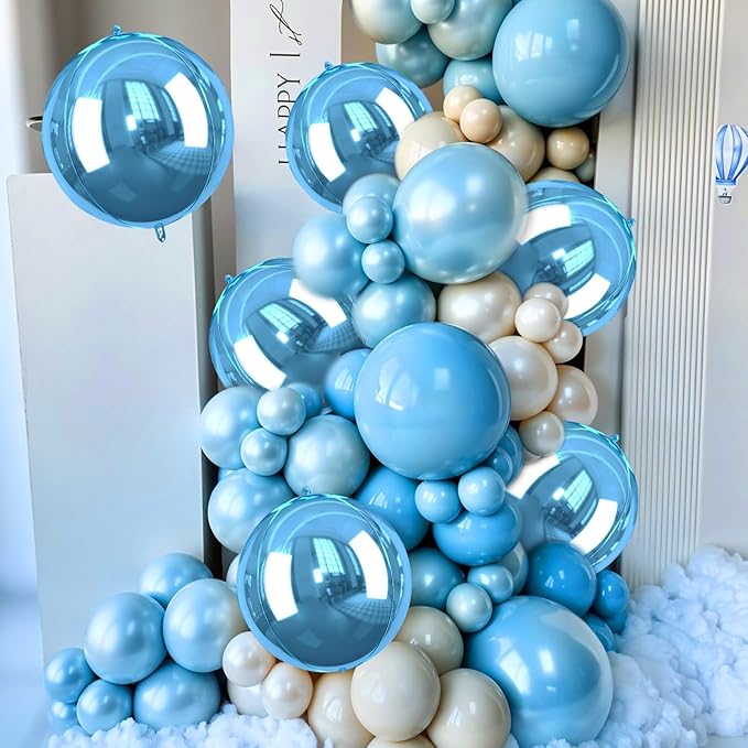 Blue Giant 4D Foil Balloons, Saxuxu 6Pcs Large Metallic Blue Round Balloons - Image 8