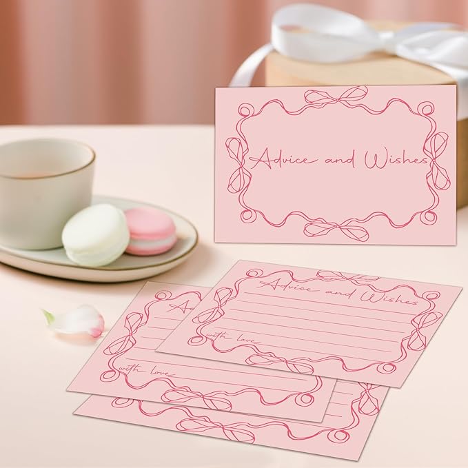 Pink bow Advice and Wishes Cards, Double-sided Blank Cards Suitable - Image 5