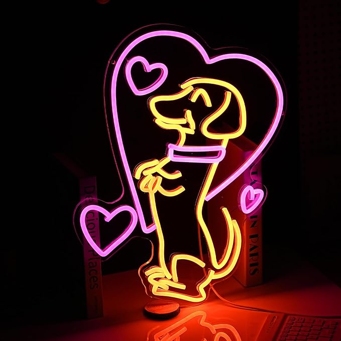 Love Dog Neon Sign USB Powered Pink Love Neon Light - Image 5