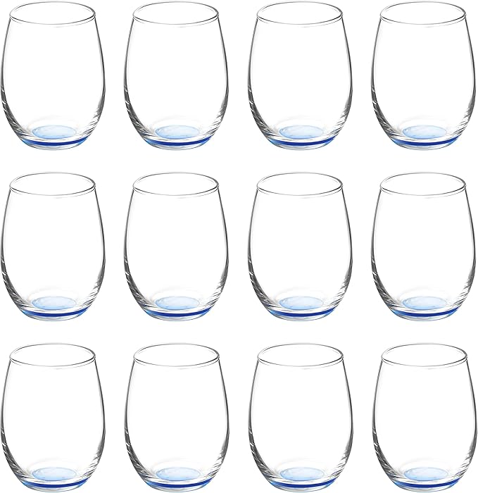 DISCOUNT PROMOS Stemless Wine Glasses by ARC 5.5 oz. Set of 12, Bulk Pack by DISCOUNTPROMOS