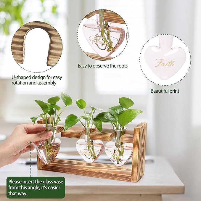 Plant Terrarium Propagation Stations Faith Hope Love Hydroponics Home Garden - Image 2