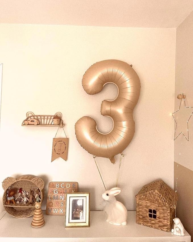 40 Inch Light Brown 3 Large Number Balloon, 3 13 23 30 33 36 Light Brown - Image 6