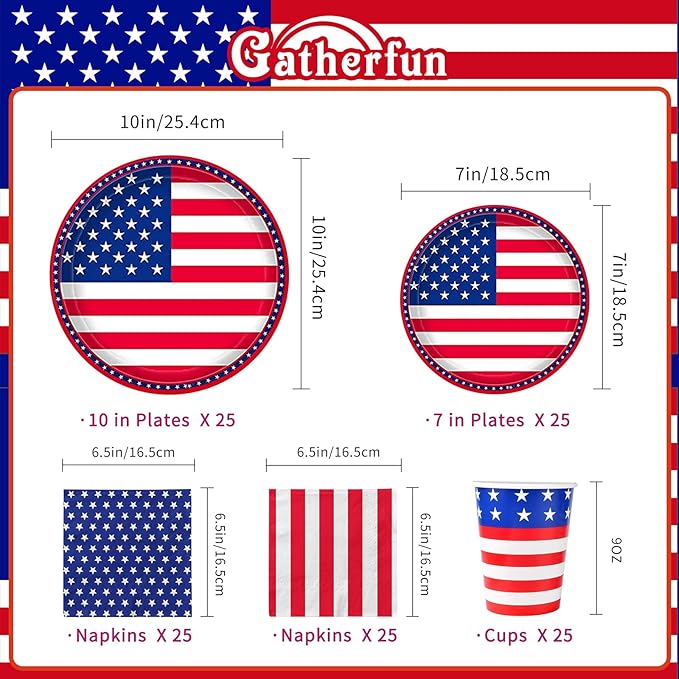 Gatherfun American Flag Patriotic Party Supplies Disposable Napkins Paper - Image 2