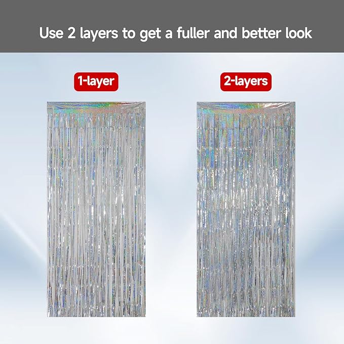 QRabbit 4 Pack Foil Curtain Backdrop, Party Streamers - Image 2