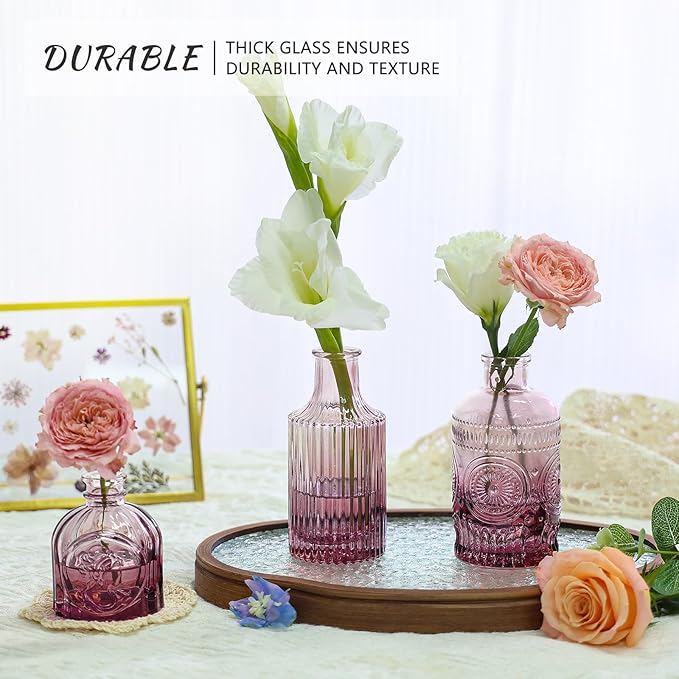 12pcs Glass Bud Vase Set, Small Purple Flower Vases - Image 5