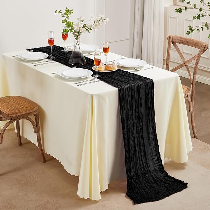 6 Pack Halloween Cheesecloth Table Runner 10FT Long Black Boho Gauze Table - Image 6